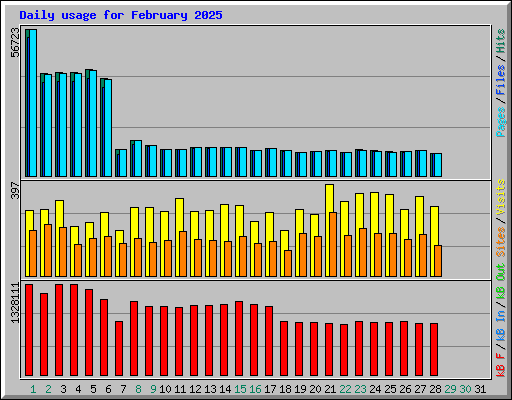 Daily usage for February 2025